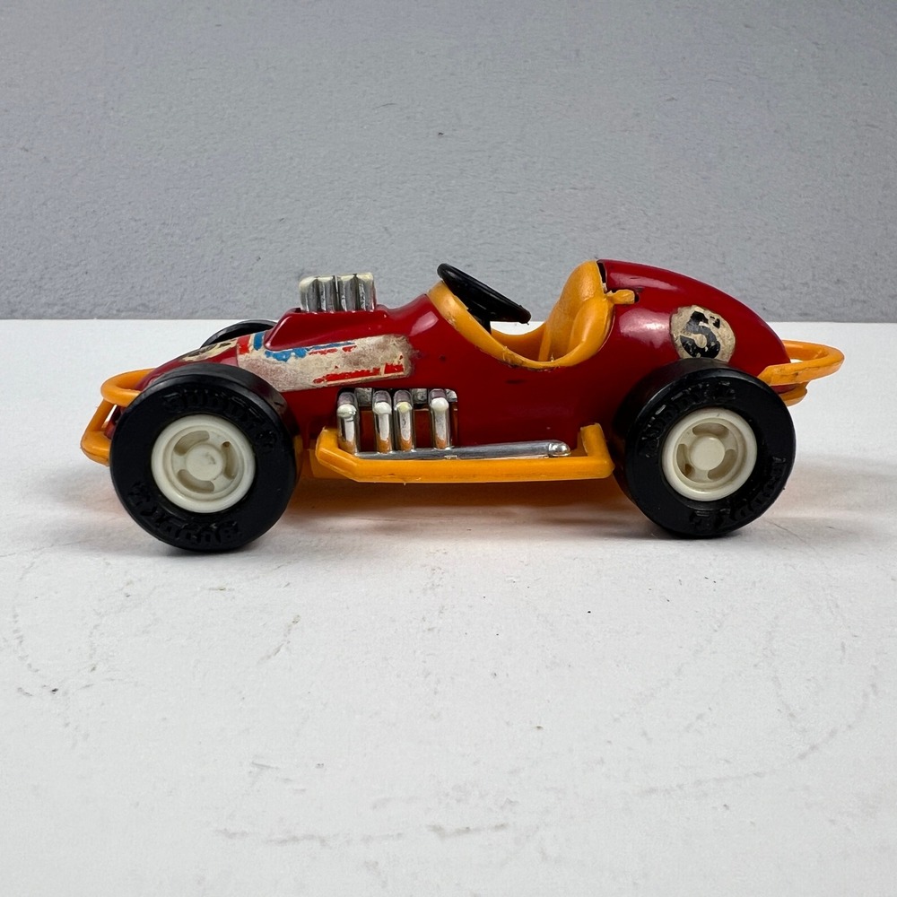 Vintage Buddy L Race Car Toy Red Yellow Plastic Made in Japan Racing